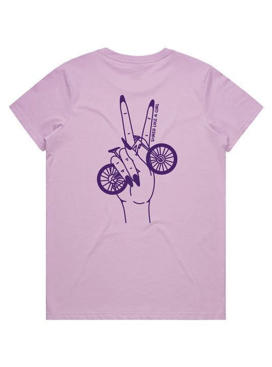 Bike Peace Tee | Lavender - Shred Like a Girl