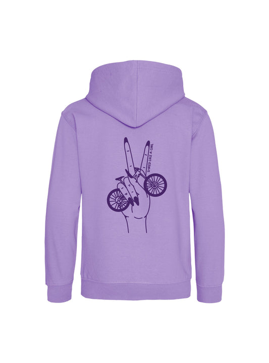Bike Peace Youth Hoodie | Lavender - Shred Like a Girl