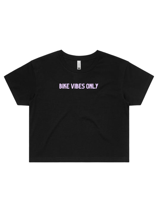 Bike Vibes Only Embroidered Crop | Black - Shred Like a Girl