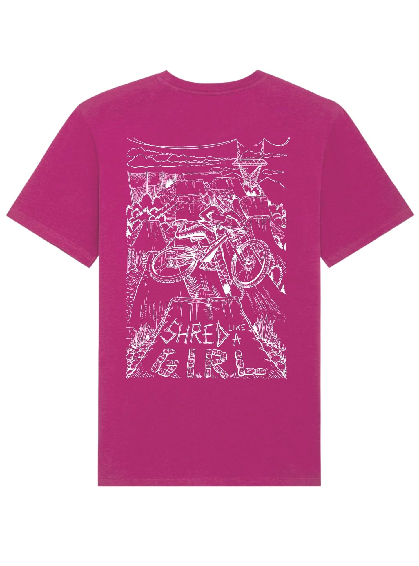 Shred Clothing | Freeride Tee | Womens MTB Tops | Hot Pink - Shred Like a Girl