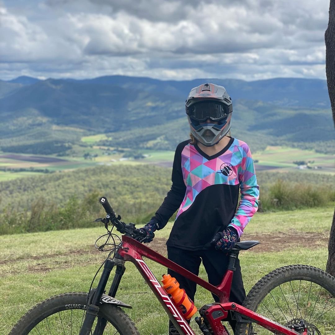 Geometric Print Womens Mountain Bike Jersey - Shred Like a Girl