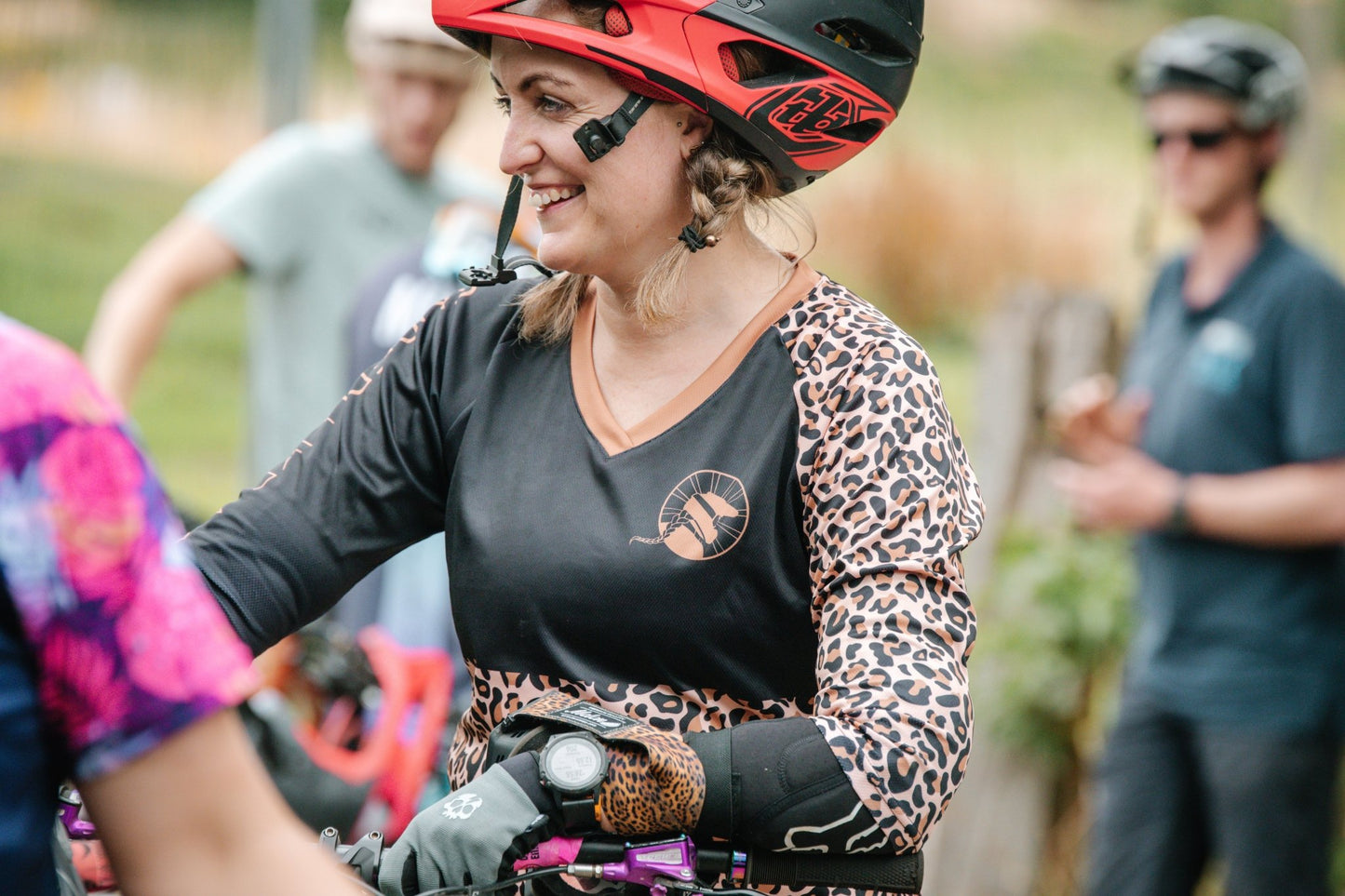 Leopard Print Womens Mountain Bike 3/4 Jersey - Shred Like a Girl