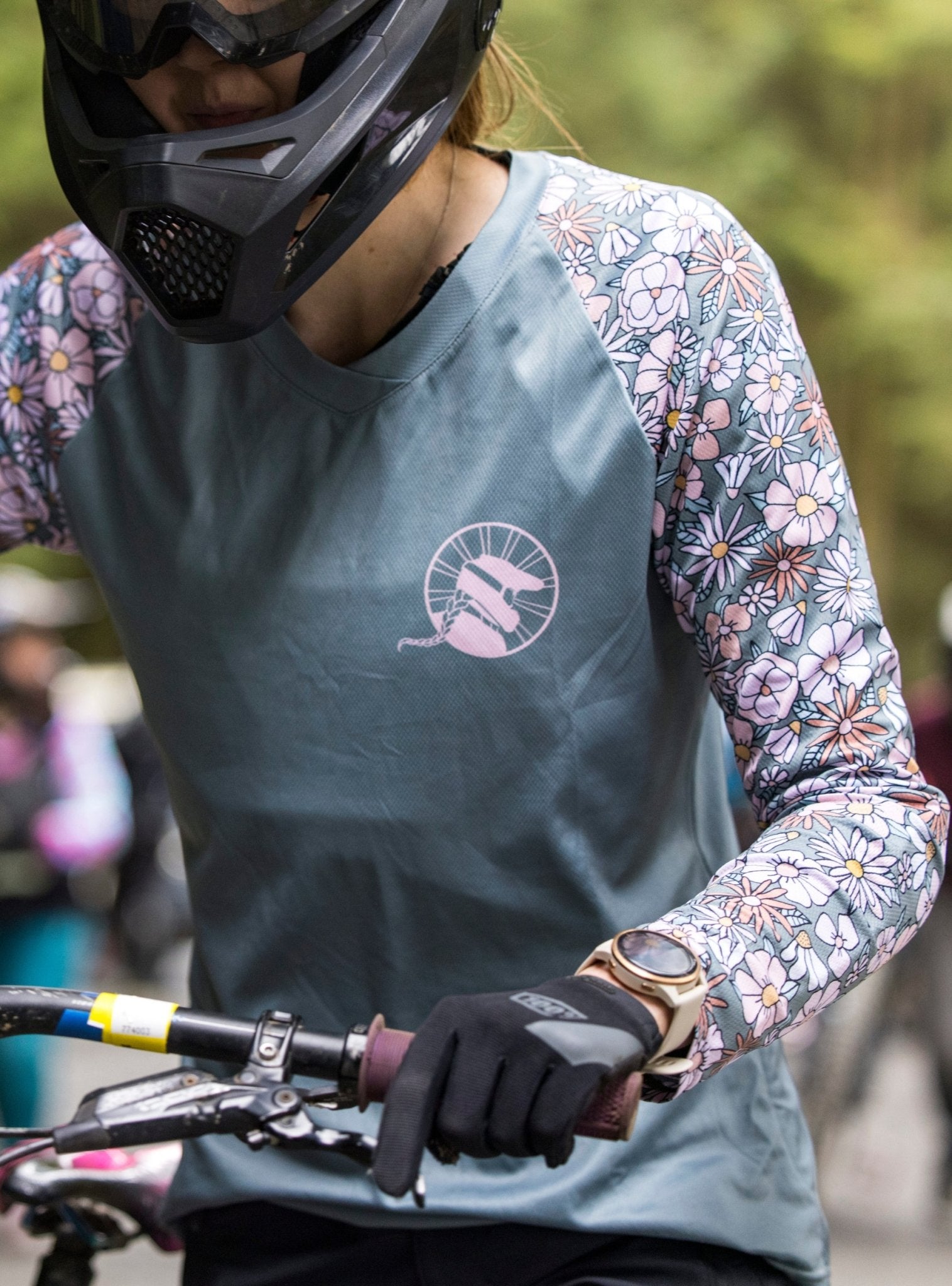Retro Floral Womens Mountain Bike Jersey - Shred Like a Girl