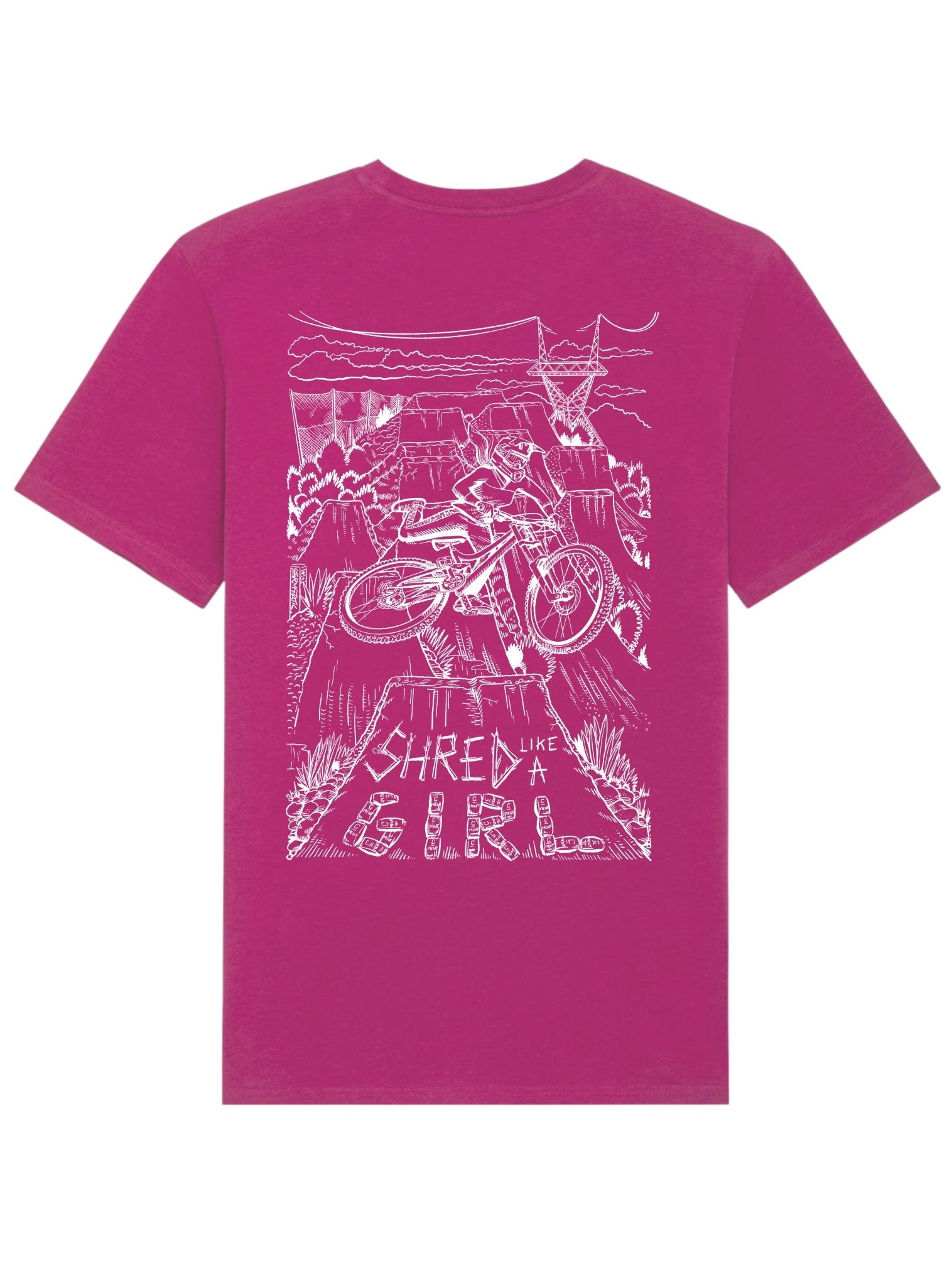 Shred Clothing | Freeride Tee | Womens MTB Tops | Hot Pink - Shred Like a Girl
